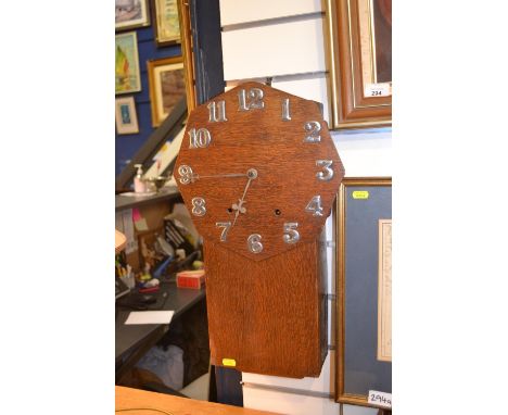 Deco style wooden wall clock with large metal numbers. W30cm H50cm. 