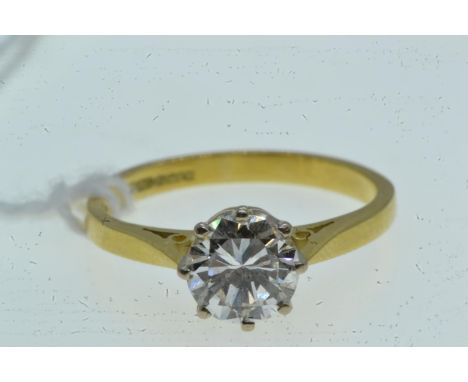 18ct gold & approx. 1.00 carat solitaire diamond ring, size K1/2, 2.66 grams 