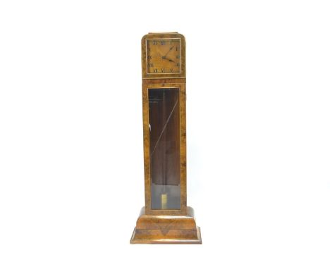 Hand Made walnut veneered Grandmother Clock, W45cm D23cm H127cm.Not work at present. 