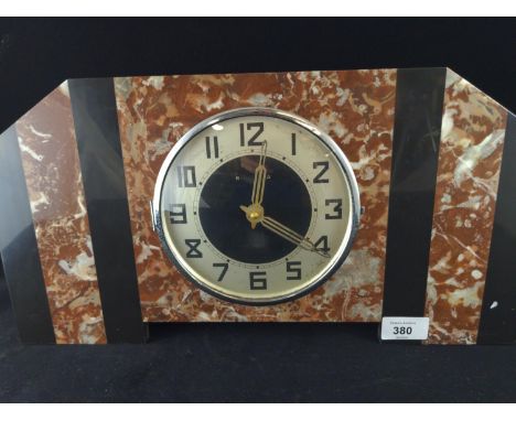 Marble and slate Mantle clock. W43cm D10cm H23cm. 