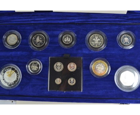 Boxed Royal Mint 2000 'Millennium Silver Collection' coin proof set, includes silver Maundy four coin set 
