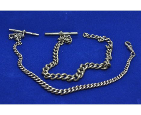 Two silver T-bar & chains, AF, gross weight 43.88 grams 