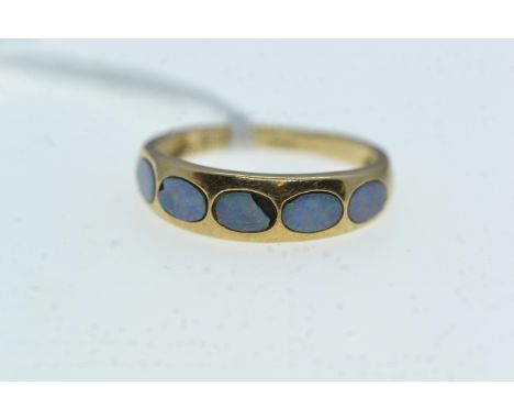 9ct gold & opal ring, size N, 2.09 gramslosses to opals 