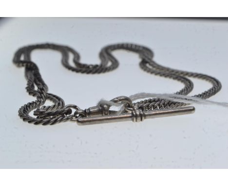 Silver albert chain with T-bar, length 335mm, 23.74 grams 