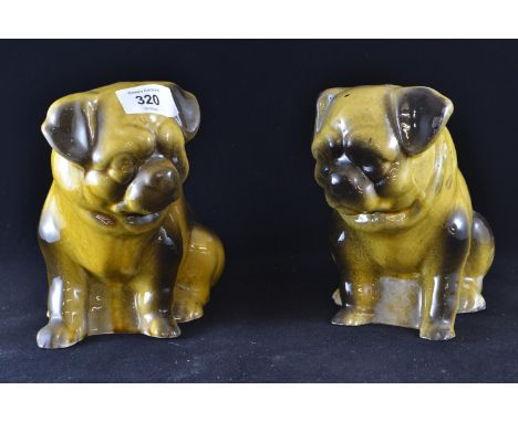 Pair of ceramic pugs H17cm No chips. 