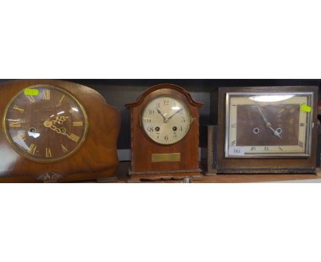 Three mantle clocks and carriage clock case. (one running other unknown). 