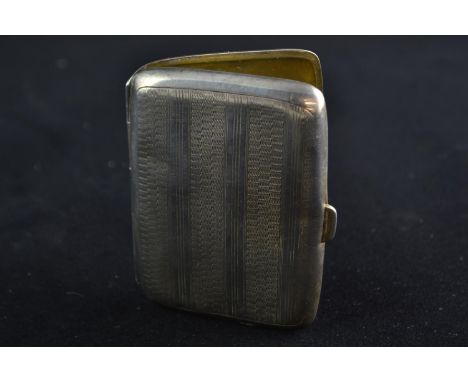 Silver cigarette case, maker JG LTD, Birmingham 1929, of rectangular form with engine turned decoration, with intials 'HC', g