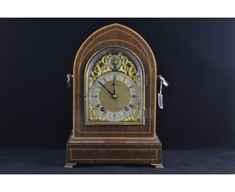 Winterhalder & Hofmeier German inlaid mahogany cased bracket clock, retailed by '55 Reid & Sons 60 Newcastle-on-Tynes', movem