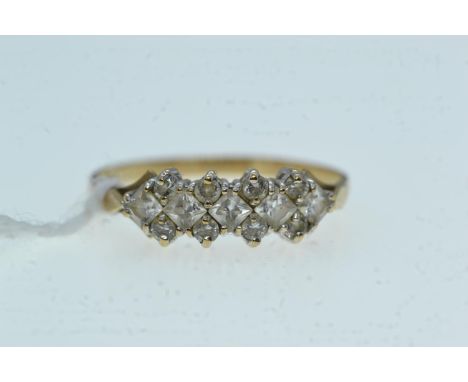 9ct gold & white stone ring, size R, 1.65 grams 
