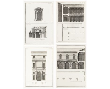 ITALIAN SCHOOL (18TH CENTURY) FOUR ARCHITECTURAL DESIGNS FOR PALAZZOSetchings with engravingeach 34.2 x 24cm each 60.3 x 49.4