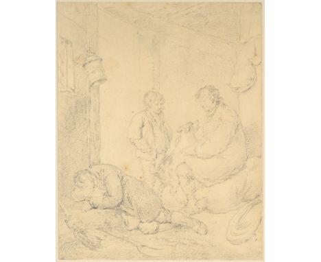 GEORGE MORLAND (BRITISH 1763-1804) STABLE INTERIOR WITH RESTING FIGURESpencil on paper27 x 21.5cm; 10 1/2 x 8 1/2 in 49 x 42.