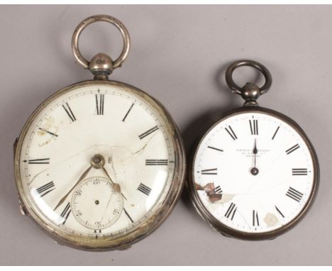 A Silver Pocket Watch with Engine Turned back, Assayed for Chester 1881, along with another example.  