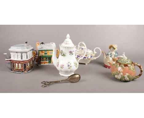 A group of miscellaneous. Royal Albert 'flowers of the month' teapot, various ceramic teapot 'Rovers Return' Queen Victoria',