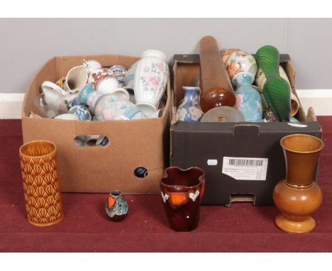 Two boxes of miscellaneous. ceramic vases, ginger jars etc  