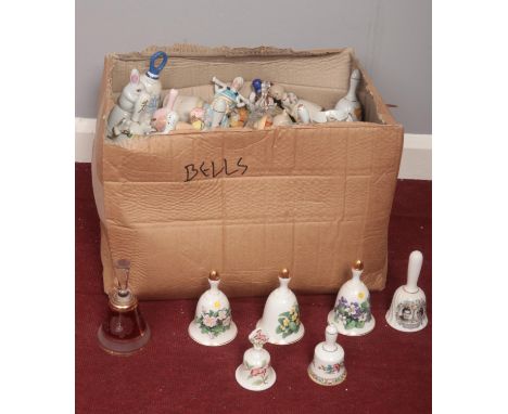 A box of ceramic bells. Coalport, Danbury mint.  