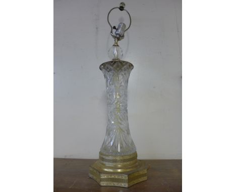 A Victorian style glass table lamp