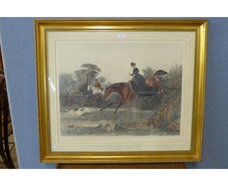 A hunting scene print, Well Done, framed
