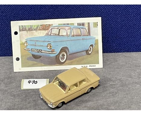Spot-On #193 NSU Prinzin Light Brown With Leaflet Mint Model Unboxed Spot-On Models, Was A Brand Name For A Line Of Diecast T