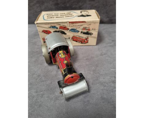 Brimtoy pocket toy 9/501mechanical steam roller tin plate with key in box