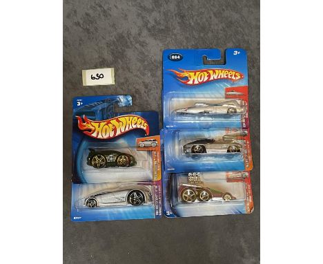5 x Hot Wheels Diecast Cars On Unopened Bubble Card, Comprising Of; 2004 First Editions #011 11/100 Blings Lotus Esprit, #047