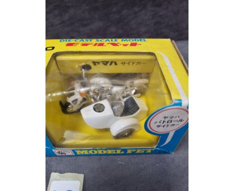 ATC model pet #P750 diecast scale model of motorcycle and sidecar in box made in japan