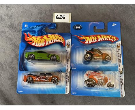 4 x Hot Wheels Diecast Cars On Unopened Bubble Card, Comprising Of; All 2004 First Editions #037 Rapid Transit, #081 81/100 W