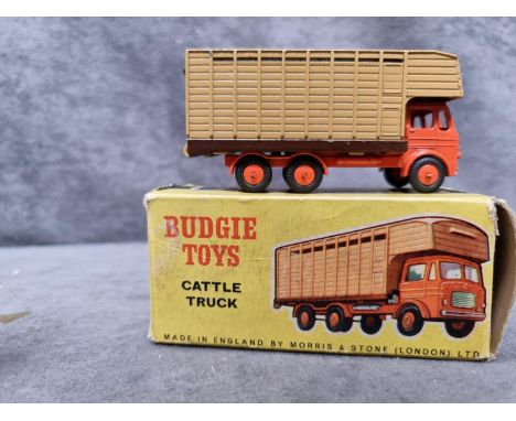 Budgie Toys Rare No.220 Leyland Hippo Cattle Truck Issued 1959-66 Length 97mm Mint Model In Firm Box (Flap Missing One End An