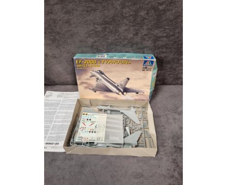 3x boxed model kits with instructions comprising of; Italeri 1/72 scale #2610 EF-2000 Typhoon, 2x Hasegawa #JS-019 BAC F.Mk.6