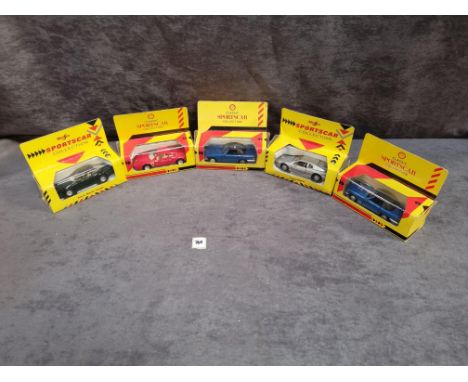 5x diecast boxed cars (3x Shell Classic Sportscar Collection &amp; 2x Maisto Sports Car Collection), comprising of; 2x Merced