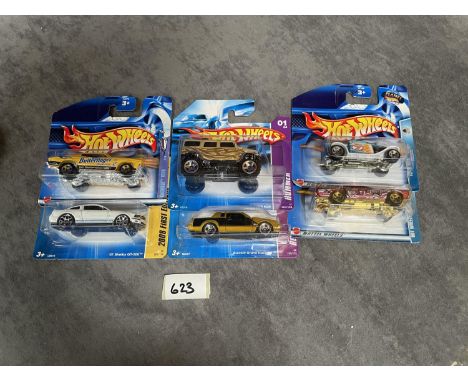 6 x Hot Wheels Carded New Comprising Of Anime Cougar 1968 2003 #072 Track Aces Hooligan 2003 #161 Chevelle 1970 2002 #098 Rev