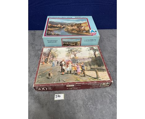 2 x Jigsaw Puzzles 1x Arrow Games Ltd The Connoisseur Jigsaw Puzzle 2000 Pieces &amp; Hestair #50036 The Street Soda Fountain