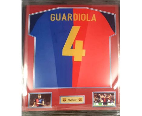 Pep Guardiola Signed And Framed Barcelona Fc Shirt Complete With Certificate Of Authenticity  
