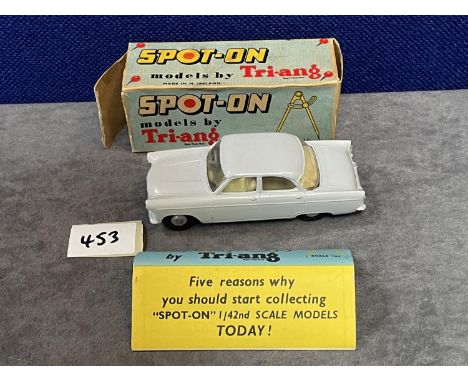 Spot-On #100 Ford Zodiac In Grey With Leaflet Virtually Mint 1 Tiny Chip In A Good Box End Flap &amp; Tabs Detached On One En