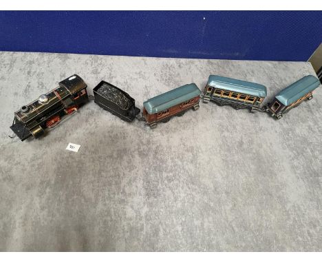 Karl Bub (KBN) Clockwork 0-Gauge Locomotive Vintage Large Passenger Train Set Tin Lithograph Large Heavy Duty 0-4-0 Karl Bub 