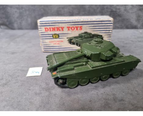 Dinky France #651 Centurion Tank Green Rubber Tracks And Rotating Turret In Box 1954-1970 Near Mint In Excellent Box  The Cen