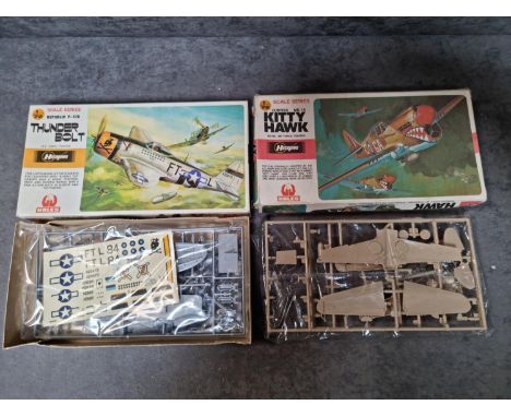2 x Hales Model Kits Comprising Of Hasegawa 1/72 Scale Series #JS-144:300 Curtiss Mk 1A Kitty Hawk On Sprues With Instruction