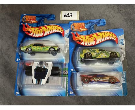 4 x Hot Wheels 'Hot 100' Diecast Cars On Unopened Bubble Card, Comprising Of; 2004 First Editions #092 92/100 Fatbax Jacknabb