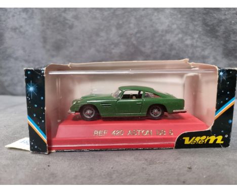 Verem #420 Aston DB5 Green With Brown Interior Diecast 1/43 Scale Model In Acrylic Case Verem Was A French Diecast Mfg In The