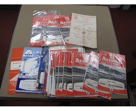 Arsenal 1962-3 Programmes, including v. Liverpool x 2, Oxford, Sheffield Wednesday, all F.A Cup, Real Madrid, Rangers, Reds v