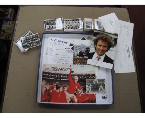Autographs: Geoff Hurst, Lester Piggott, martin Pipe, Pat Eddery, Willie Carson, John Francombe, etc,(unverified) mainly on i