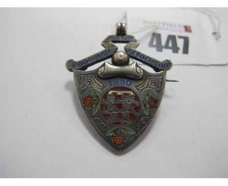 Medal 1890 Blackburn Rovers, Lancashire Senior Cup Runners Up, Awarded to G. Dewar, in silver and enamel, the front featuring