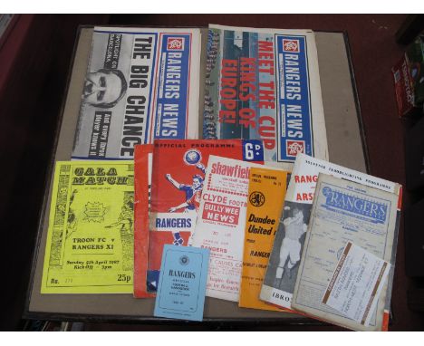 Glasgow Rangers Programmes, 1951-2 v. Airdrie (scores on face), 53-4 v. Arsenal (selotape), 58-9 v. Zurich, 65-6 at Clyde - L