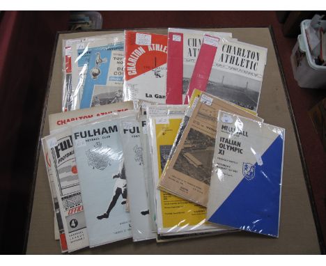 London Club Programmes Mainly 1960's, including Arsenal, Tottenham, Charlton practice games v. Chelsea 1963 and Wolves 1964. 