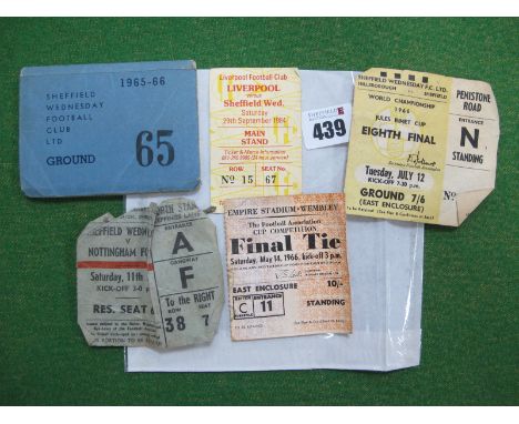 Tickets 1966 World Cup at Hillsborough 12th July West Germany v. Switzerland, 1966 F.A Cup Final, Sheffield Wednesday Ground 