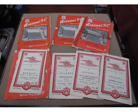 Arsenal 1948-9 Programmes v. Aston Villa, Burnley, Birmingham, Wolves. 49-50 v. Manchester United Stoke, Derby, four combinat