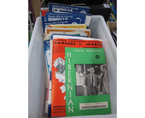 Scottish Programmes 1960-79, including Rangers v. Sparta 1960, v. Arsenal 1966, 1969 Scottish League Cup Final, 1971 Hibernia