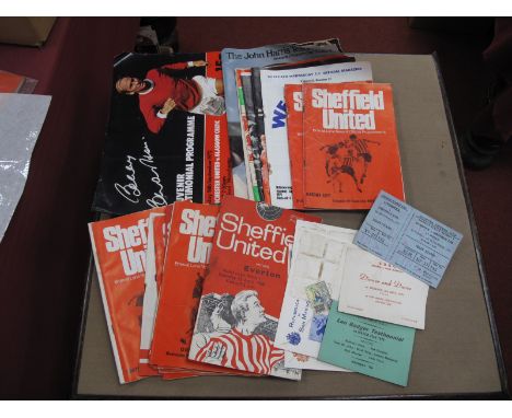 Sheffield United Ticket 1975-6 at Liverpool (Unused). Len Badger Testimonial Ticket at Upper Heeley W.M.C, programmes, stamps