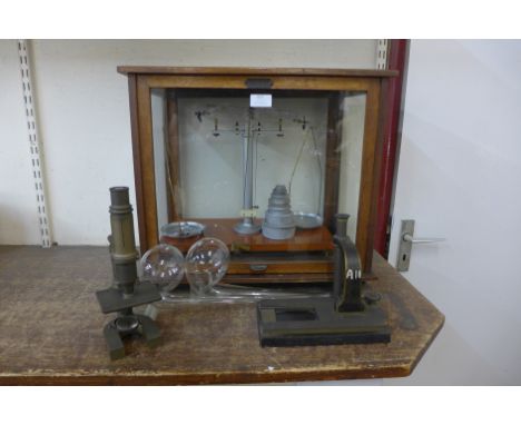 A set of chemical balancing scales and instruments 