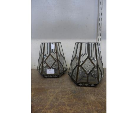 A pair of glass light shades 