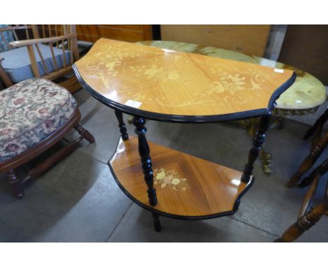 An Italian simulated rosewood and marquetry effect small console table 